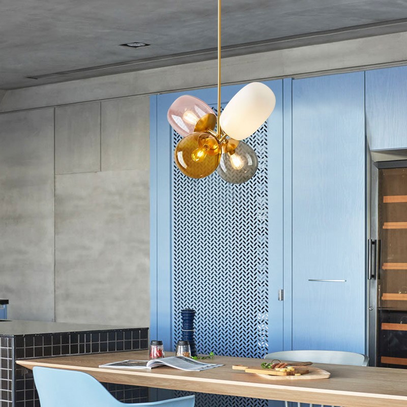 Led Balloon Light - YEBMLP Macaron Glas-Pendelleuchte, Ballon, bunter Kronleuchter,