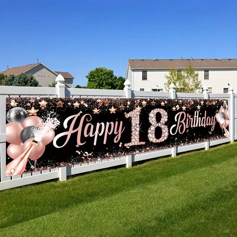 Party Banner Gold - Banner zum 18. Geburtstag, Roségoldene Geburtstagsparty-Dekorationen,