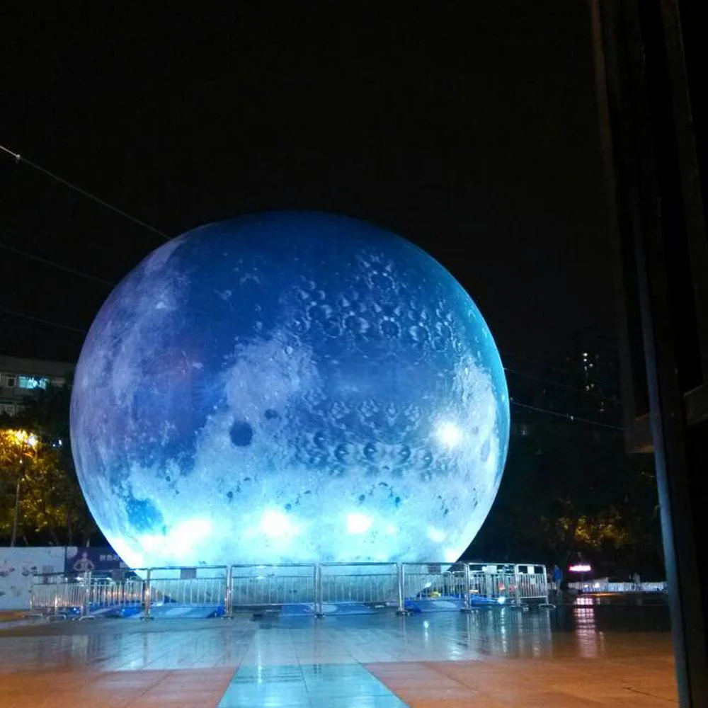 Led Balloon Light - Riesiger aufblasbarer blauer Mondball mit LED-Leuchten,