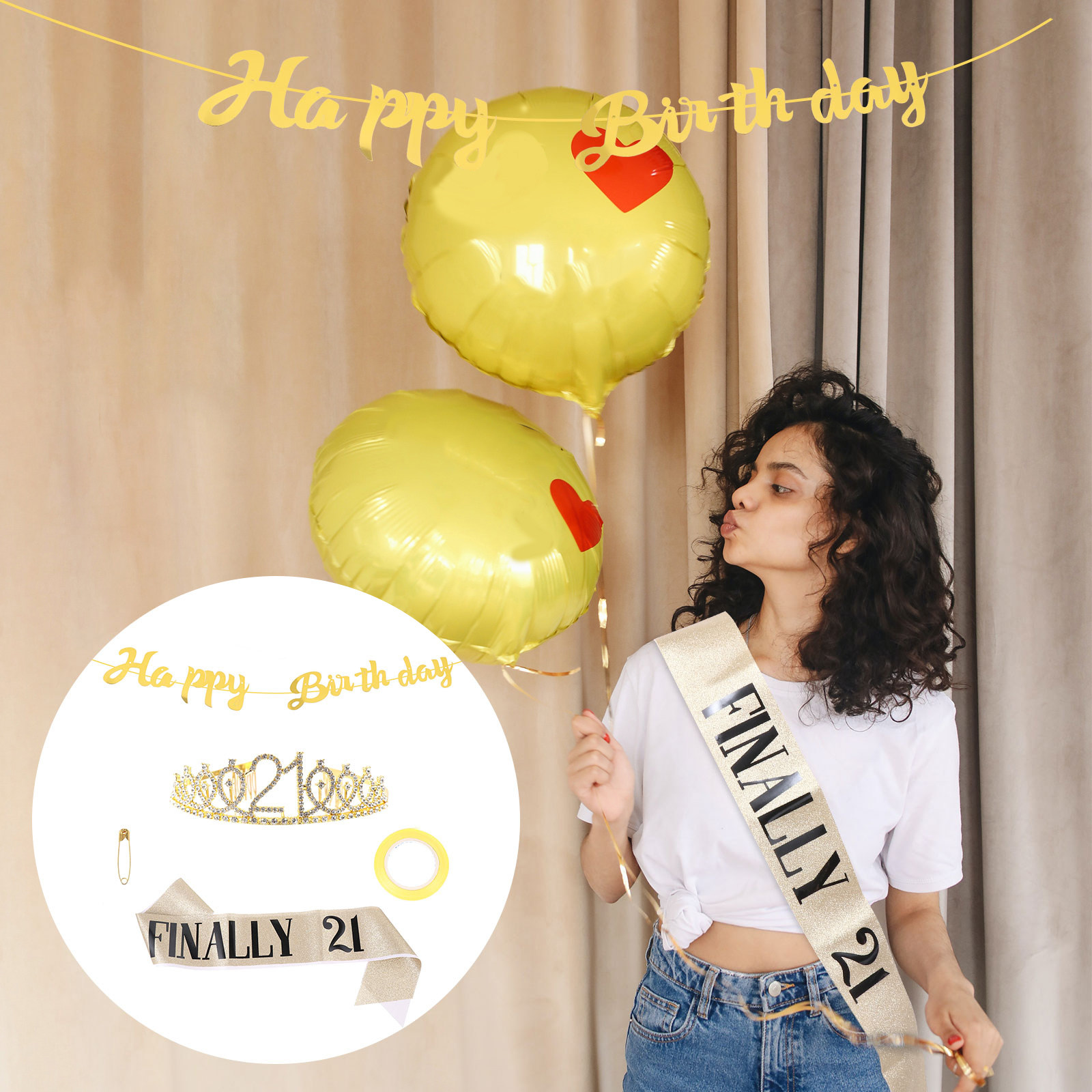 1 Set Glitzer-Geburtstagskrone – Birthday Sash Glitter Bewertung und Preis
