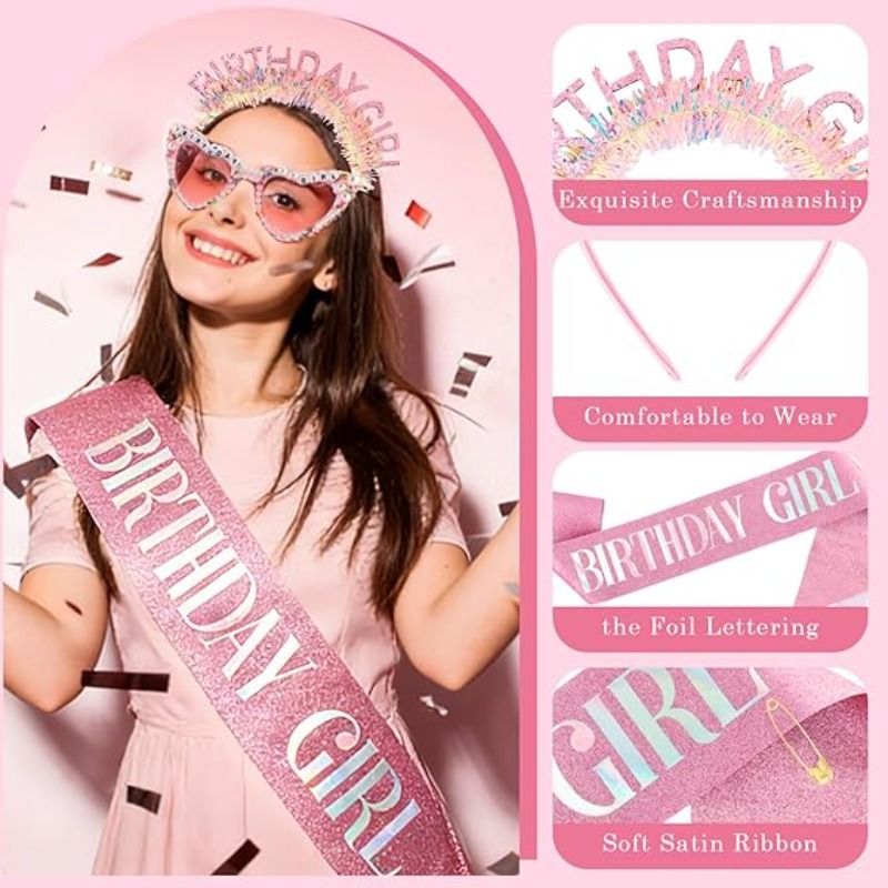 3-teiliges Set: Geburtstagsmäd – Birthday Sash Glitter Bewertung und Preis