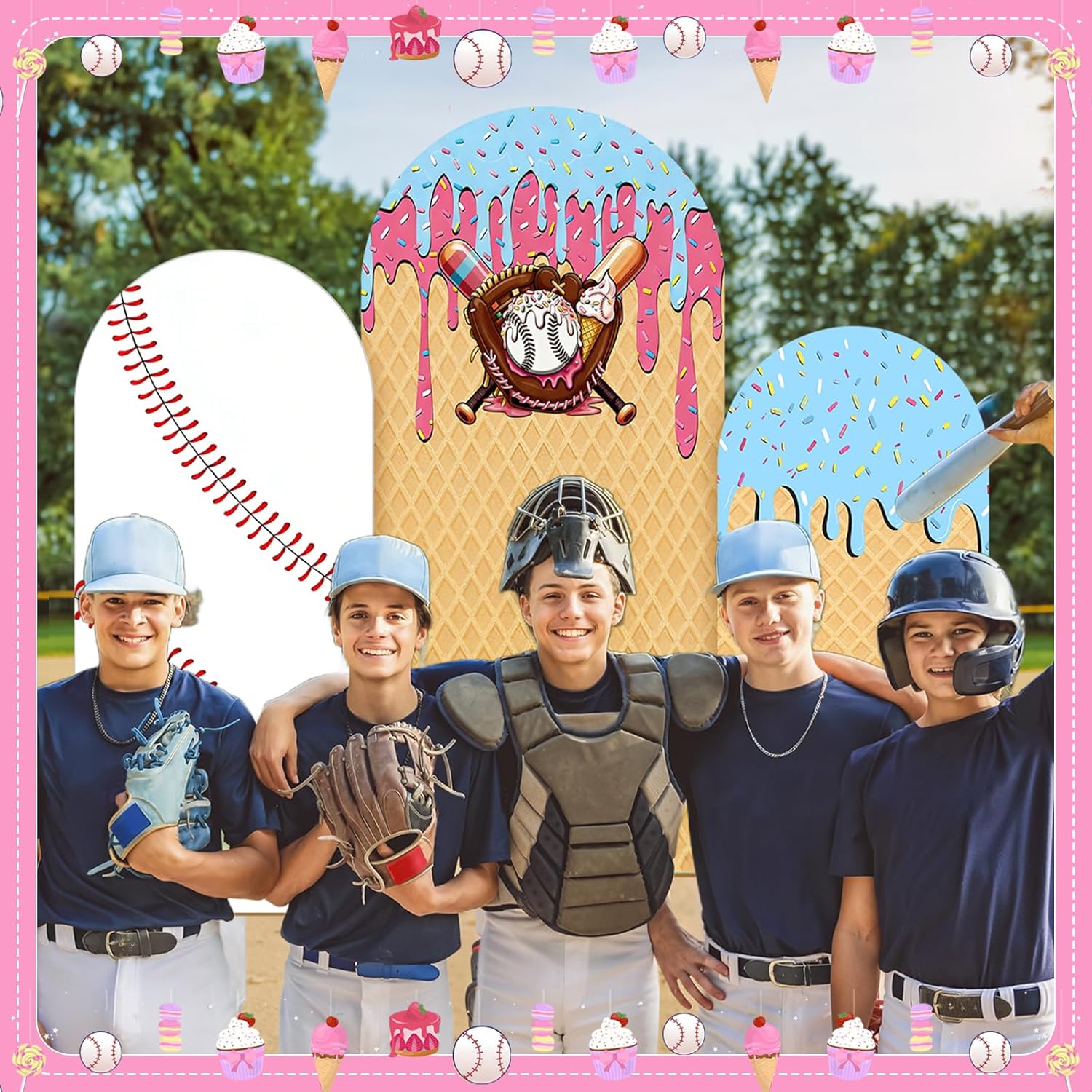 Baseball-Eiscreme-Drip-Arch-Hi – Dessert Table Backdrop Bewertung und Preis